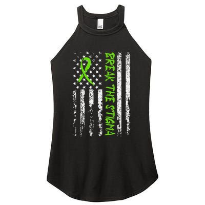 Break The Stigma Green Mental Health Awareness Women's Perfect Tri Rocker Tank