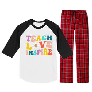 Back To School Teach Love Inspire Retro Teachers Funny Raglan Sleeve Pajama Set