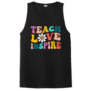 Back To School Teach Love Inspire Retro Teachers Funny PosiCharge Competitor Tank