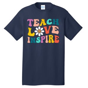 Back To School Teach Love Inspire Retro Teachers Funny Tall T-Shirt