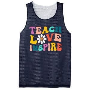 Back To School Teach Love Inspire Retro Teachers Funny Mesh Reversible Basketball Jersey Tank