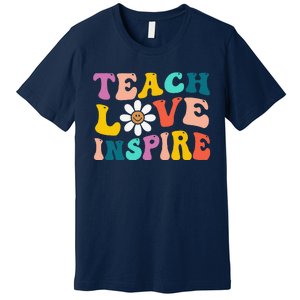 Back To School Teach Love Inspire Retro Teachers Funny Premium T-Shirt