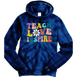 Back To School Teach Love Inspire Retro Teachers Funny Tie Dye Hoodie