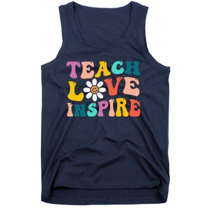 Back To School Teach Love Inspire Retro Teachers Funny Tank Top