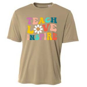 Back To School Teach Love Inspire Retro Teachers Funny Cooling Performance Crew T-Shirt