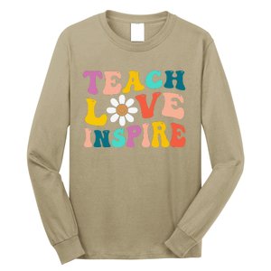 Back To School Teach Love Inspire Retro Teachers Funny Long Sleeve Shirt