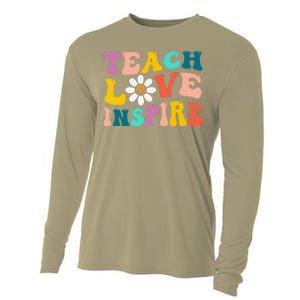 Back To School Teach Love Inspire Retro Teachers Funny Cooling Performance Long Sleeve Crew