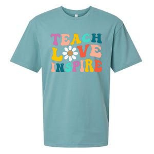 Back To School Teach Love Inspire Retro Teachers Funny Sueded Cloud Jersey T-Shirt