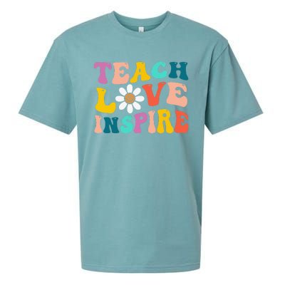 Back To School Teach Love Inspire Retro Teachers Funny Sueded Cloud Jersey T-Shirt