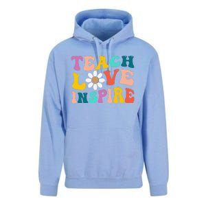 Back To School Teach Love Inspire Retro Teachers Funny Unisex Surf Hoodie