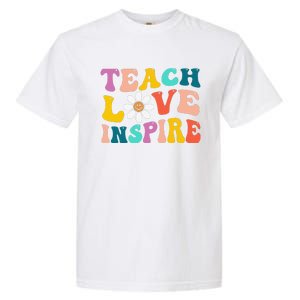 Back To School Teach Love Inspire Retro Teachers Funny Garment-Dyed Heavyweight T-Shirt