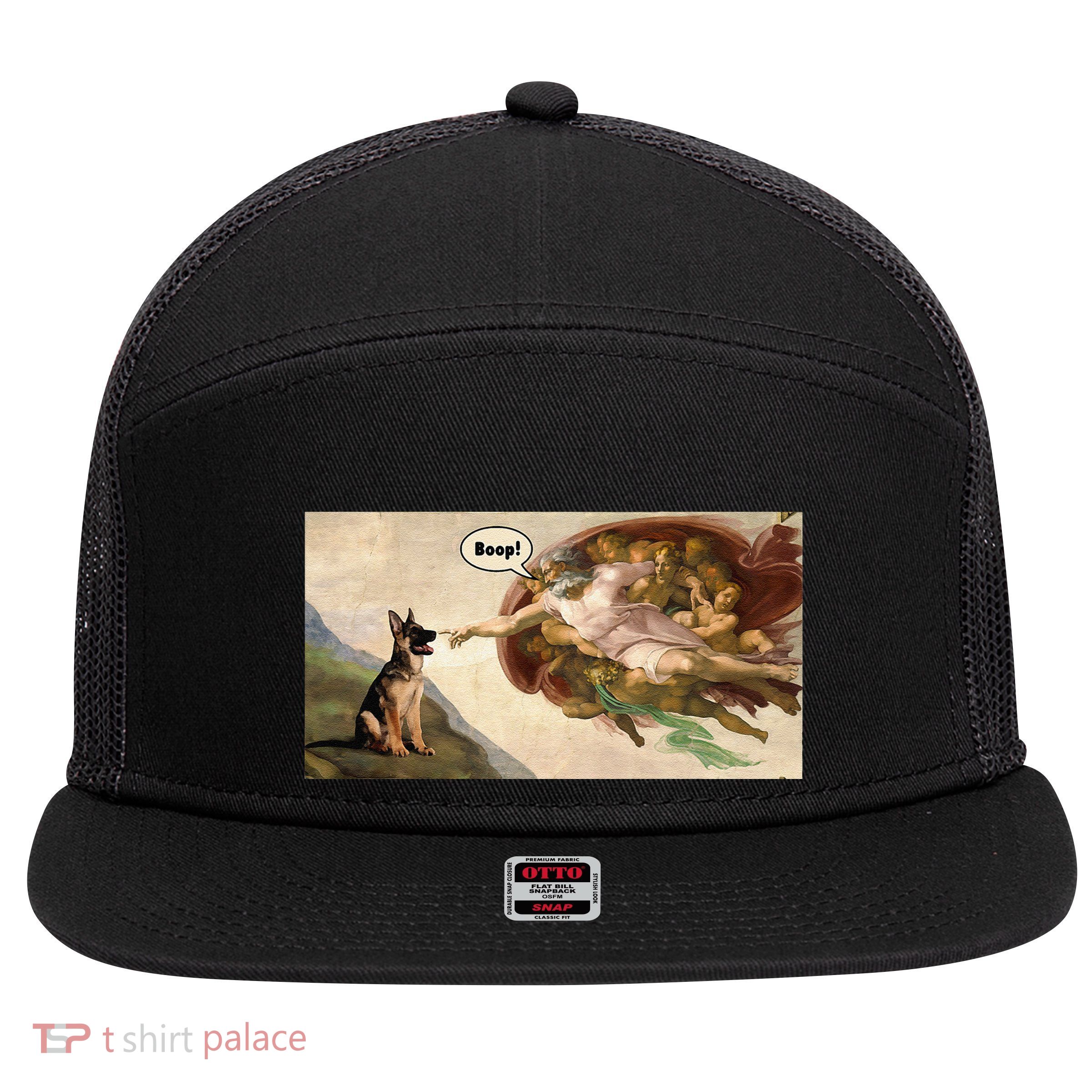 Boop The Snoot Of A German Shepherd Funny Dog Meme 7 Panel Mesh Trucker Snapback Hat