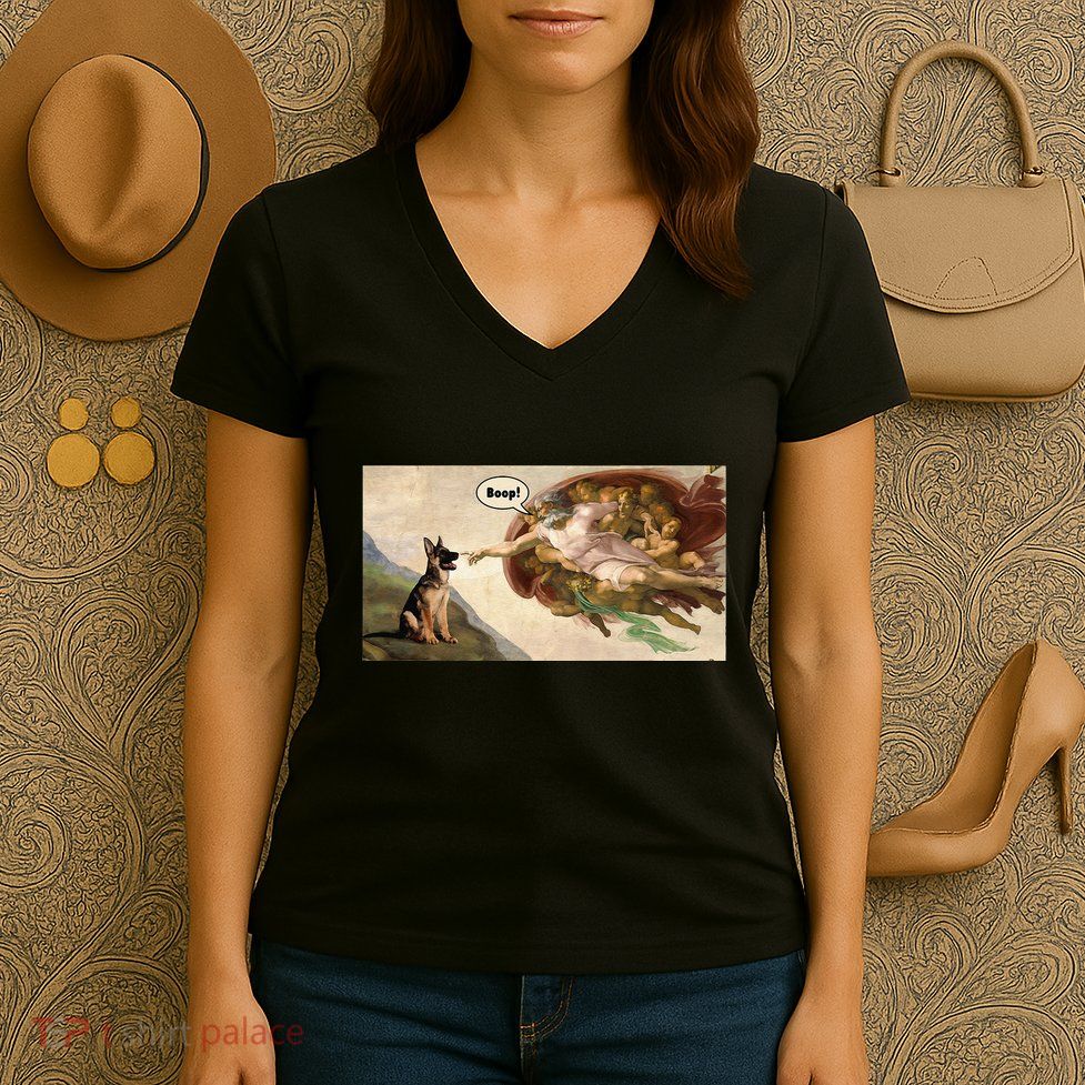 Boop The Snoot Of A German Shepherd Funny Dog Meme Women's V-Neck T-Shirt