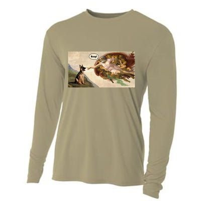 Boop The Snoot Of A German Shepherd Funny Dog Meme Cooling Performance Long Sleeve Crew