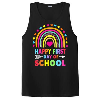 Back To School Funny Happy First Day Of School For Teachers PosiCharge Competitor Tank