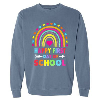 Back To School Funny Happy First Day Of School For Teachers Garment-Dyed Sweatshirt