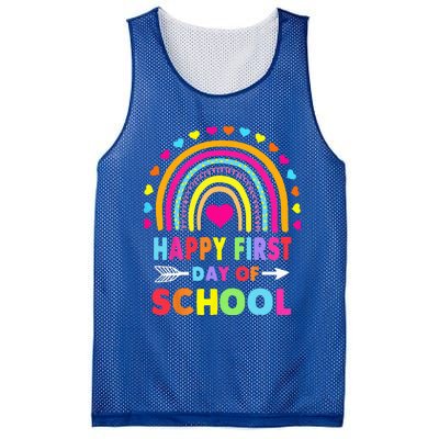 Back To School Funny Happy First Day Of School For Teachers Mesh Reversible Basketball Jersey Tank