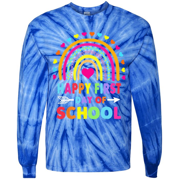 Back To School Funny Happy First Day Of School For Teachers Tie-Dye Long Sleeve Shirt