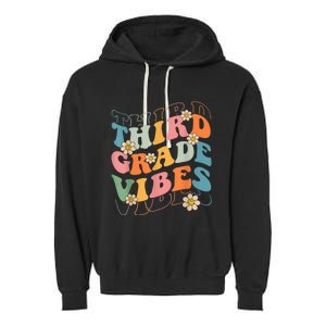 Back To School Third Grade Vibes Retro Teacher Wo Kid Garment-Dyed Fleece Hoodie