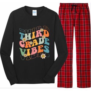 Back To School Third Grade Vibes Retro Teacher Wo Kid Long Sleeve Pajama Set