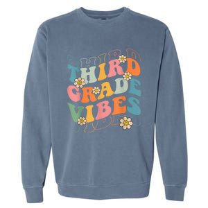 Back To School Third Grade Vibes Retro Teacher Wo Kid Garment-Dyed Sweatshirt