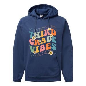 Back To School Third Grade Vibes Retro Teacher Wo Kid Performance Fleece Hoodie