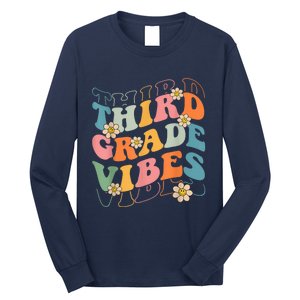 Back To School Third Grade Vibes Retro Teacher Wo Kid Long Sleeve Shirt