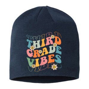 Back To School Third Grade Vibes Retro Teacher Wo Kid Sustainable Beanie