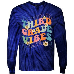 Back To School Third Grade Vibes Retro Teacher Wo Kid Tie-Dye Long Sleeve Shirt