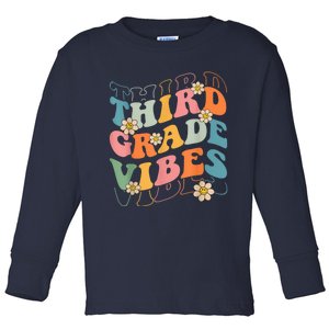 Back To School Third Grade Vibes Retro Teacher Wo Kid Toddler Long Sleeve Shirt