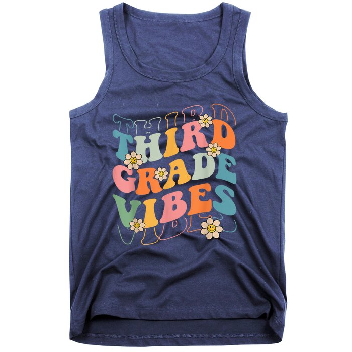 Back To School Third Grade Vibes Retro Teacher Wo Kid Tank Top