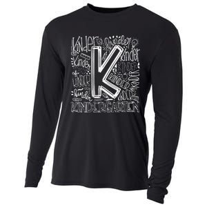 Back To School First Day of School Typography Kindergarten Cooling Performance Long Sleeve Crew