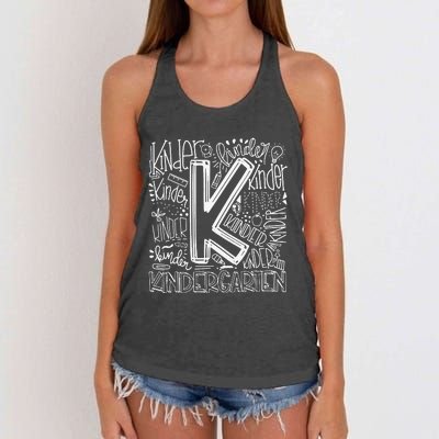 Back To School First Day of School Typography Kindergarten Women's Knotted Racerback Tank