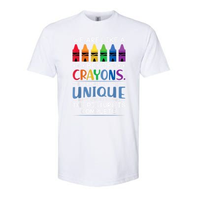 Back To School Teacher We Are Like A Box Of Crayons Softstyle® CVC T-Shirt