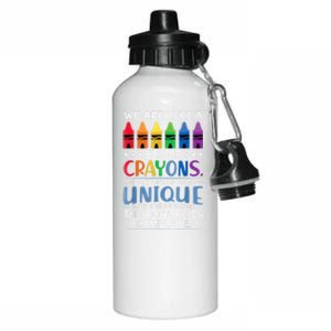 Back To School Teacher We Are Like A Box Of Crayons Aluminum Water Bottle