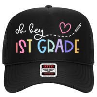 Back To School Oh Hey 1st Grade Teachers Women Student High Crown Mesh Back Trucker Hat