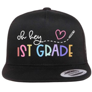 Back To School Oh Hey 1st Grade Teachers Women Student Flat Bill Trucker Hat