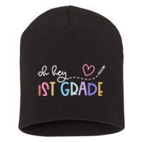 Back To School Oh Hey 1st Grade Teachers Women Student Short Acrylic Beanie