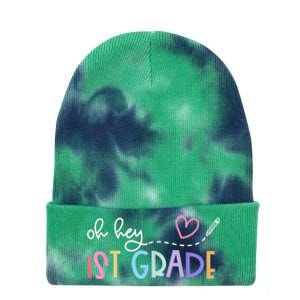 Back To School Oh Hey 1st Grade Teachers Women Student Tie Dye 12in Knit Beanie