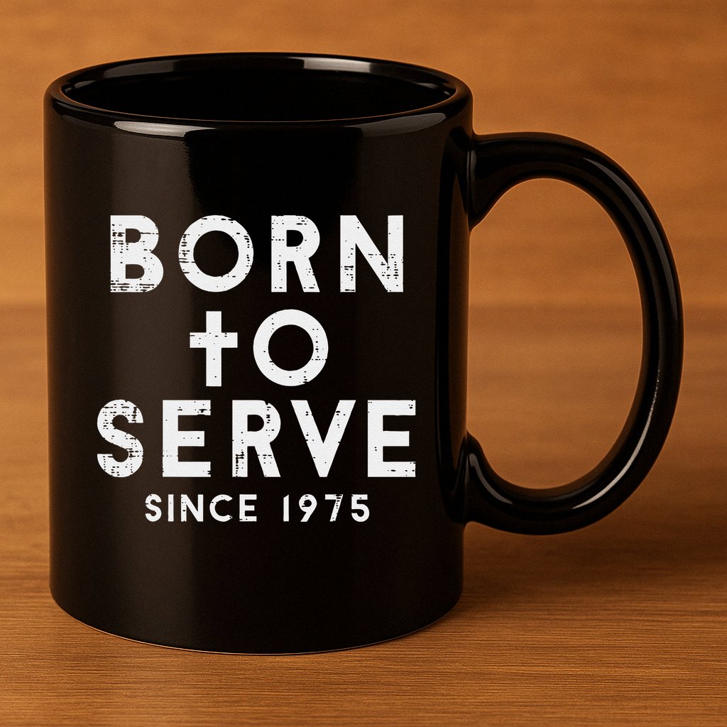 Born To Serve Cross God Jesus Faith Christian 11oz C Handle Ceramic Mug