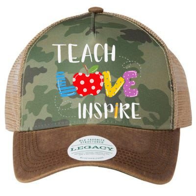 Back To School Teach Love Inspire Teaching Kindness Teacher Legacy Tie Dye Trucker Hat