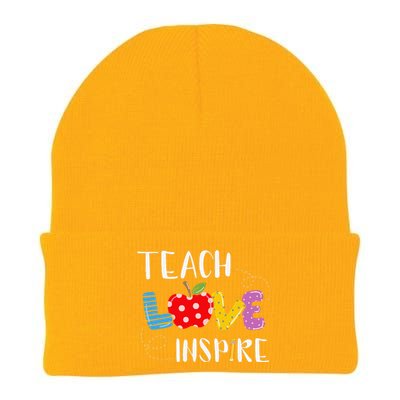 Back To School Teach Love Inspire Teaching Kindness Teacher Knit Cap Winter Beanie