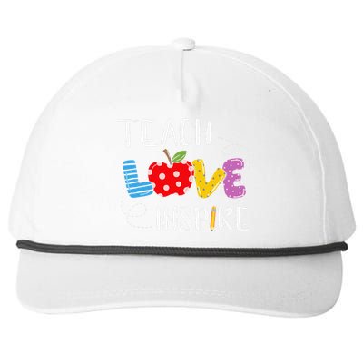 Back To School Teach Love Inspire Teaching Kindness Teacher Snapback Five-Panel Rope Hat