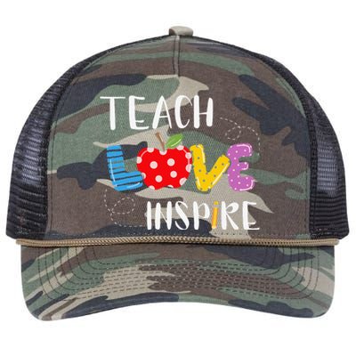 Back To School Teach Love Inspire Teaching Kindness Teacher Retro Rope Trucker Hat Cap