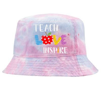 Back To School Teach Love Inspire Teaching Kindness Teacher Tie-Dyed Bucket Hat