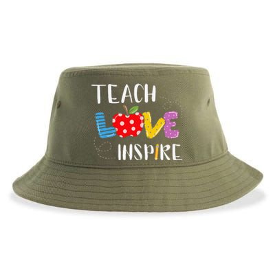 Back To School Teach Love Inspire Teaching Kindness Teacher Sustainable Bucket Hat