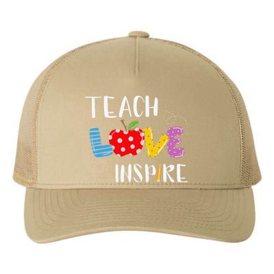 Back To School Teach Love Inspire Teaching Kindness Teacher Yupoong Adult 5-Panel Trucker Hat