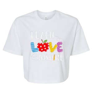 Back To School Teach Love Inspire Teaching Kindness Teacher Bella+Canvas Jersey Crop Tee