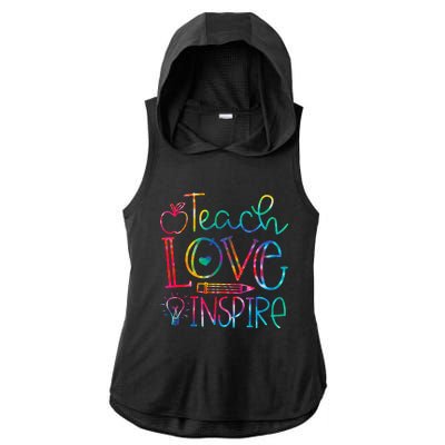 Back To School Teach Love Inspire Teaching Kindness Teacher Ladies PosiCharge Tri-Blend Wicking Draft Hoodie Tank