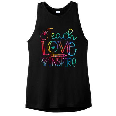 Back To School Teach Love Inspire Teaching Kindness Teacher Ladies PosiCharge Tri-Blend Wicking Tank